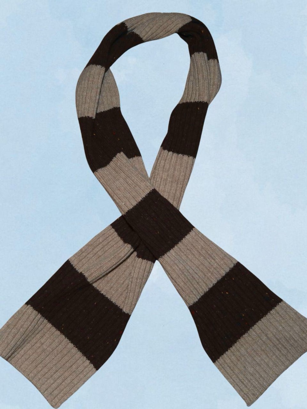 Brown striped knit scarf